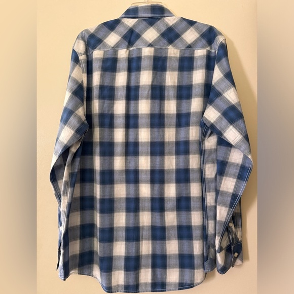 AMERICAN RAG Mens 100% Cotton Blue/White Plaid Button Down Long Sleeve Shirt  L - Picture 2 of 8